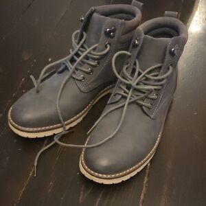 Vostey Men's Dark Grey Lace-Up Boots